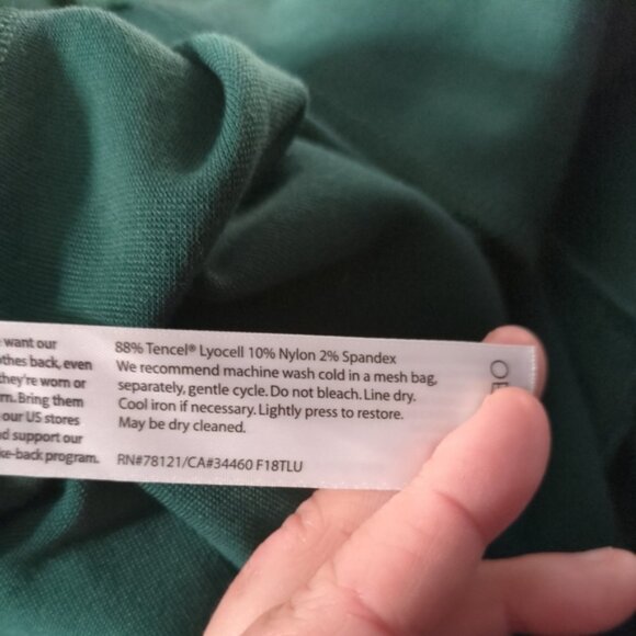 Eileen Fisher Tencel Ponte 3/4-Sleeve Boat-Neck Dress Emerald Green Size Small - Picture 8 of 8